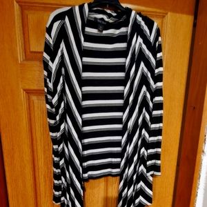 White House Black Market Waterfall Cardigan black and white striped size Medium